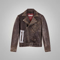 Men’s "Rebel Soul" Moto | Premium Brown Distressed Leather | Hand-Studded Punk-Heritage Jacket | Full Grain Apparel