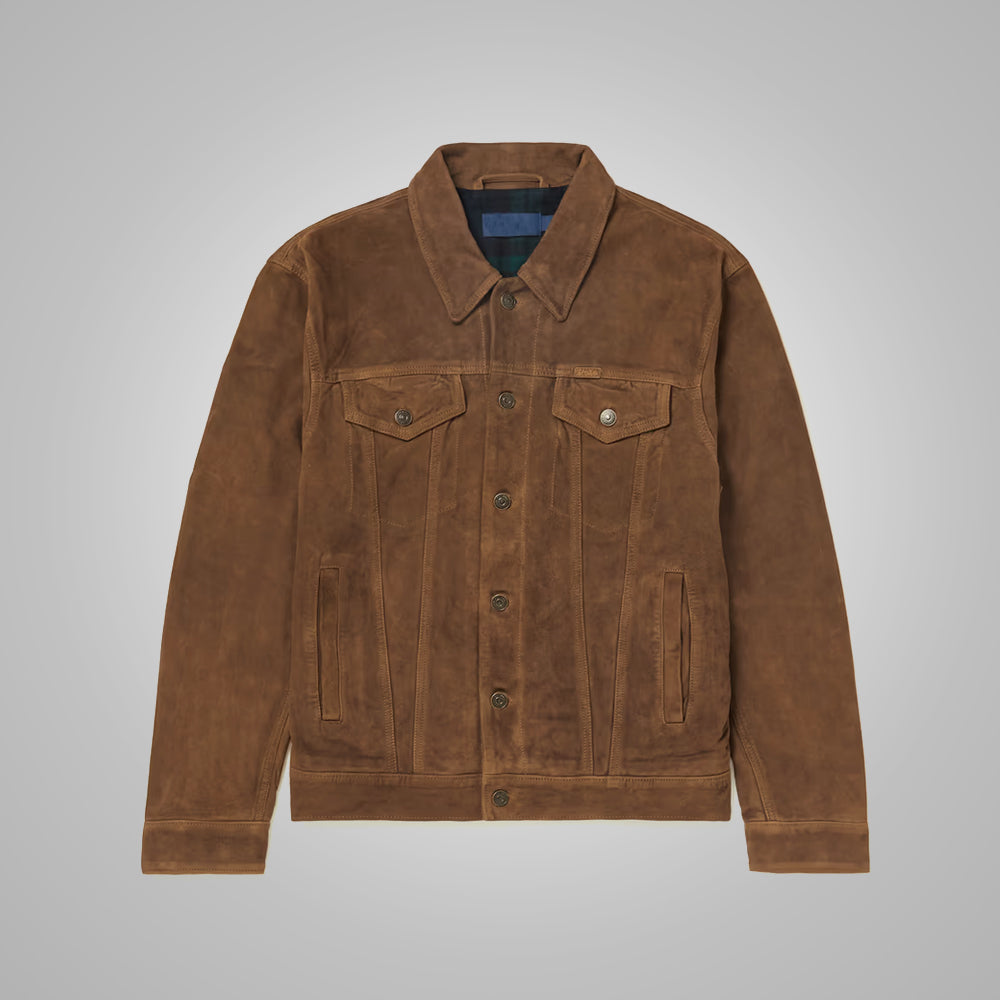 Men’s "Canyon Legacy" Suede Trucker | Premium Tobacco Calf Suede | Iconic Type-III Heritage Jacket | Full Grain Apparel