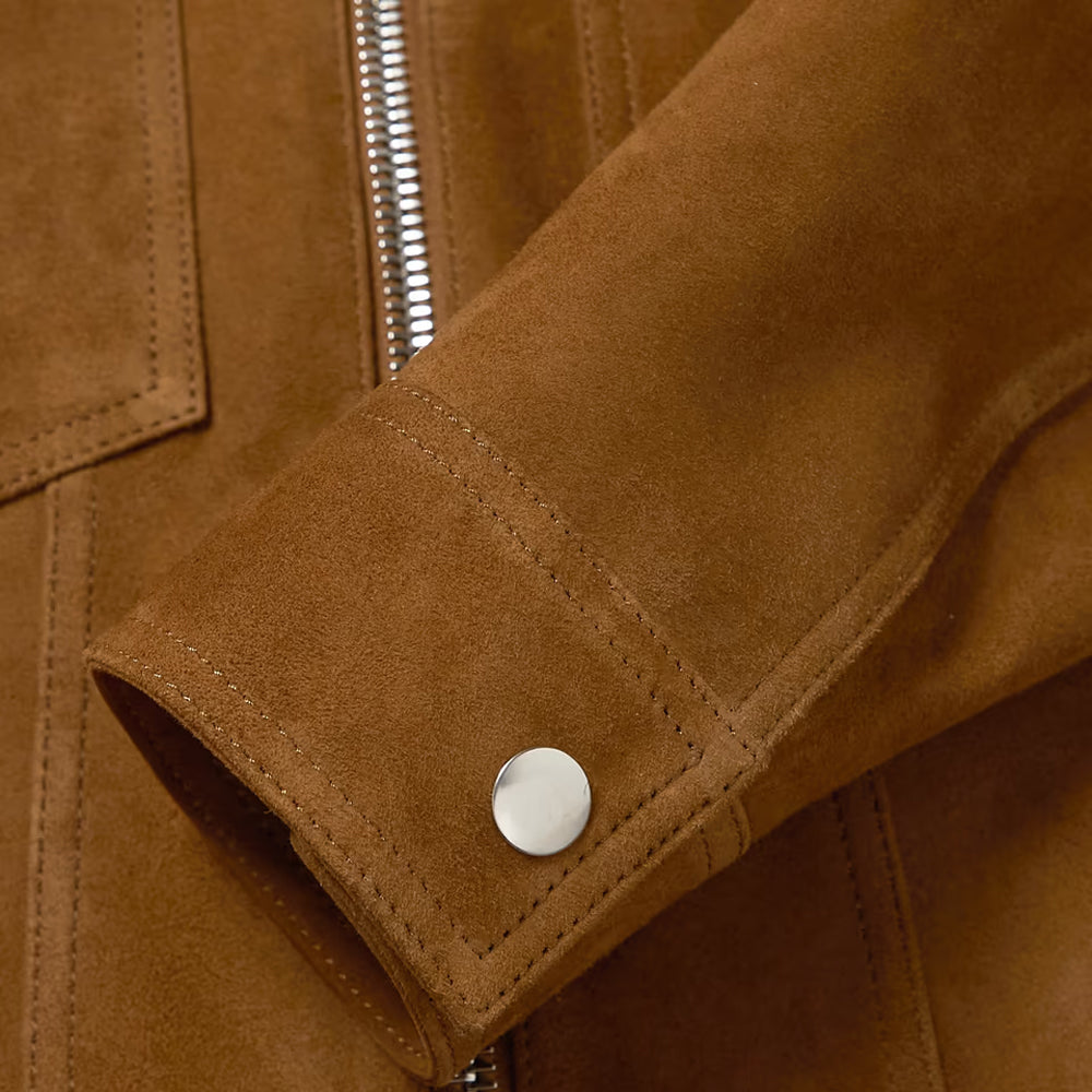 Men’s "Canyon" Suede Trucker | Premium Tobacco Calf Suede | Heritage Type-III Western Jacket | Full Grain Apparel