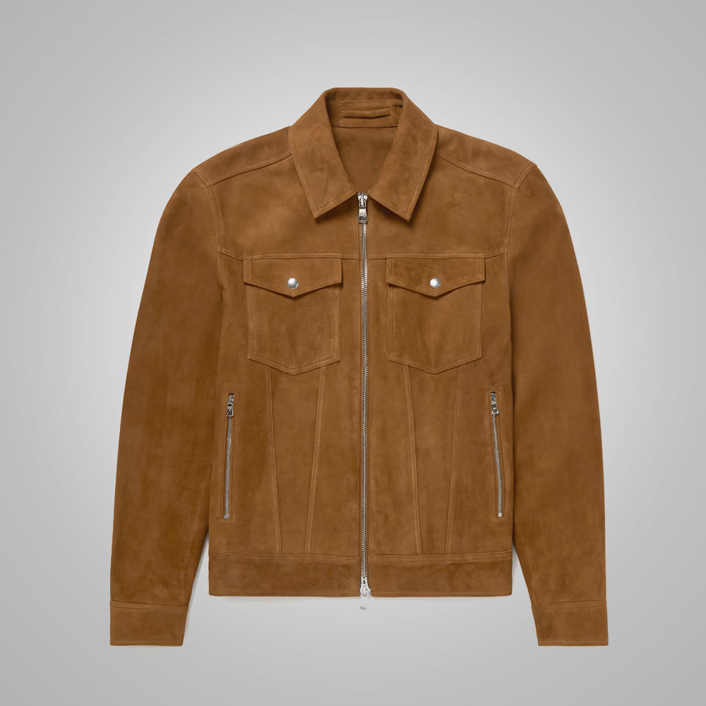 Men’s "Canyon" Suede Trucker | Premium Tobacco Calf Suede | Heritage Type-III Western Jacket | Full Grain Apparel