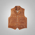 Men’s "High Plains" Cowboy Vest | Premium Brown Grain Leather | Authentic Western Heritage Waistcoat | Full Grain Apparel