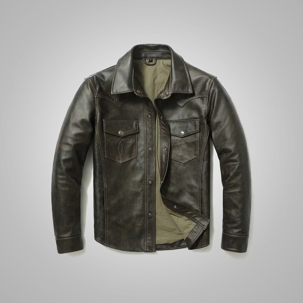 Men’s "Iron-Clad" Leather Shirt | Premium Sheepskin Nappa | Full-Sleeve Luxury Over-Shirt | Full Grain Apparel