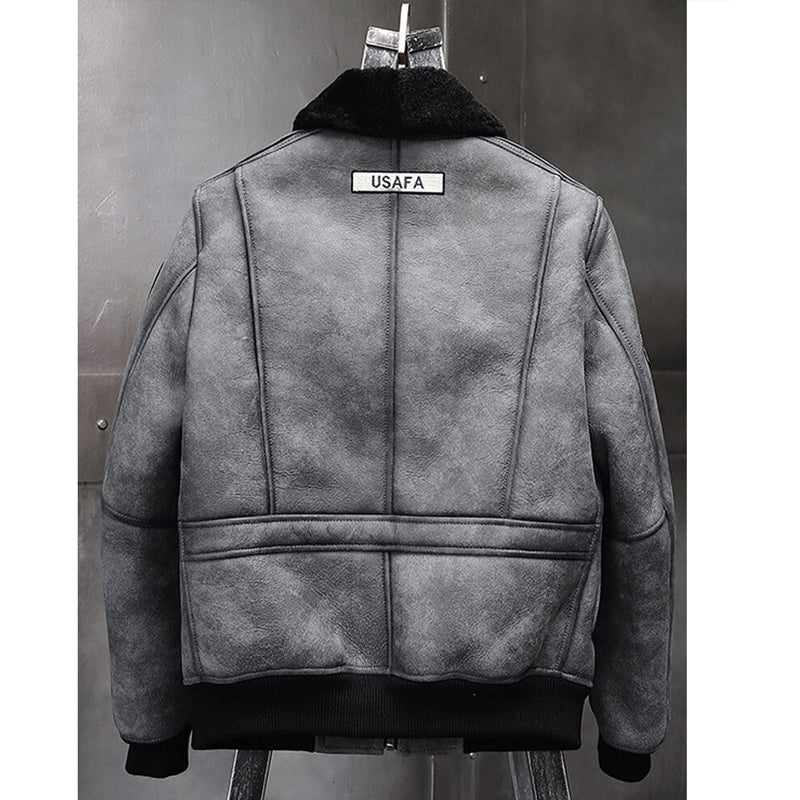 Men’s Grey B-3 RAF Flight Shearling Leather Jacket - The Modern Aviator | Full Grain Apparel