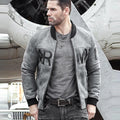 Men’s Grey Sheepskin Army Shearling Bomber Jacket - The Urban Commander | Full Grain Apparel