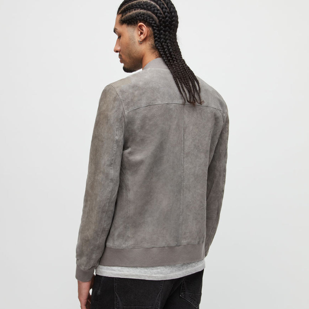 Men’s Grey Suede Leather Bomber Jacket | Full Grain Apparel