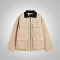 Men’s "Dune-drift" Oversized Jacket | Khaki Premium Wide-Wale Corduroy | Relaxed Streetwear Shacket | Full Grain Apparel