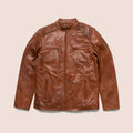 Men’s "Dust & Glory" Cafe Racer Jacket | Light Brown Genuine Sheepskin Motorbike Moto | Full Grain Apparel