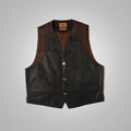 Men’s "Badlands" Multi-Tone Vest | Premium Brown Buffalo Leather | Hand-Burnished Panelled Waistcoat | Full Grain Apparel