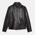 Men’s "Urban Diplomat" Pointed Collar Leather Jacket | Black Sheepskin Shirt-Style Coat | Full Grain Apparel