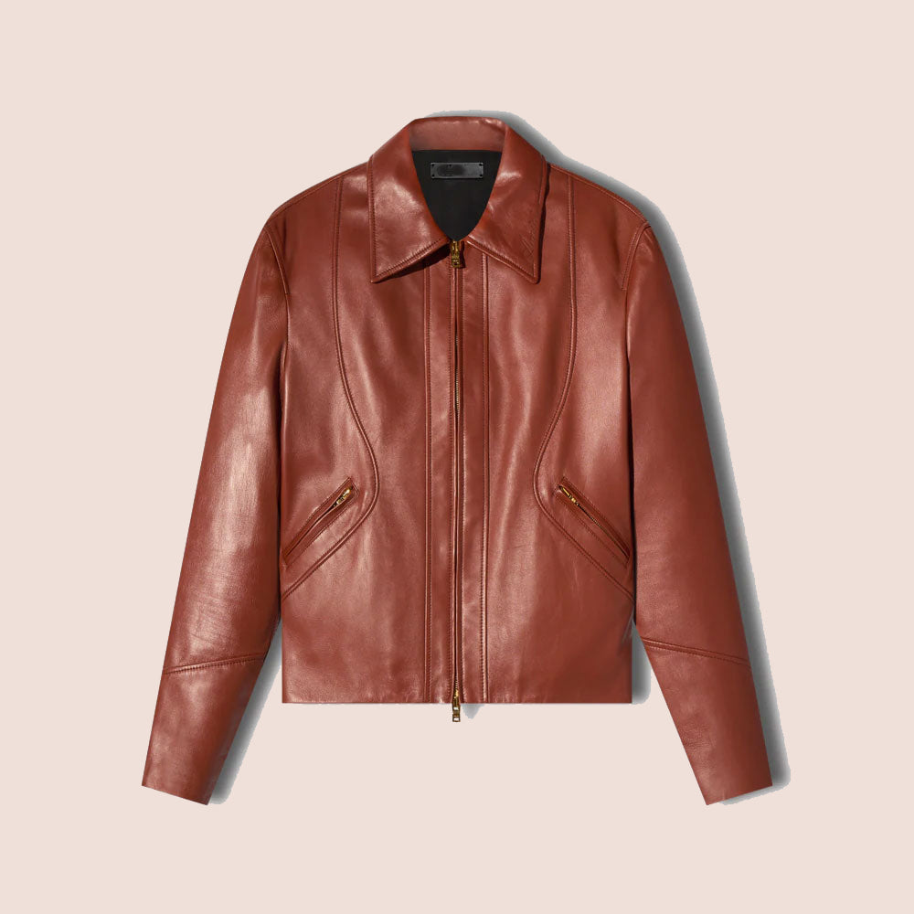Men’s "Highland Scribe" Shirt-Style Jacket | Brown Genuine Goatskin Leather | Full Grain Apparel