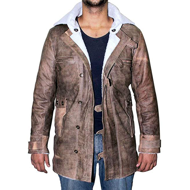 Men’s Shearling Bomber Jacket | Distressed Leather Winter Coat | Full Grain Apparel