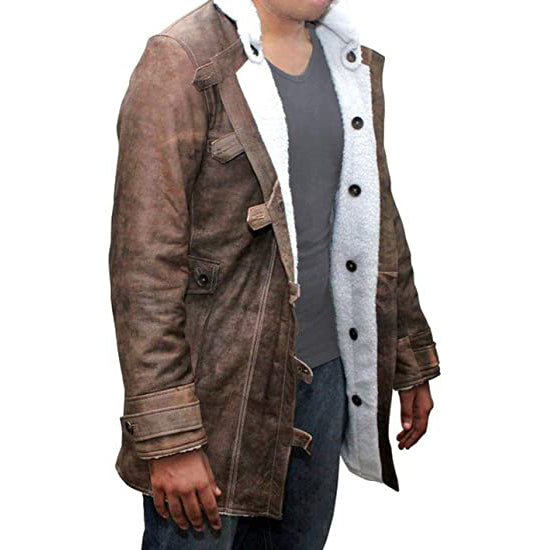 Men’s Shearling Bomber Jacket | Distressed Leather Winter Coat | Full Grain Apparel