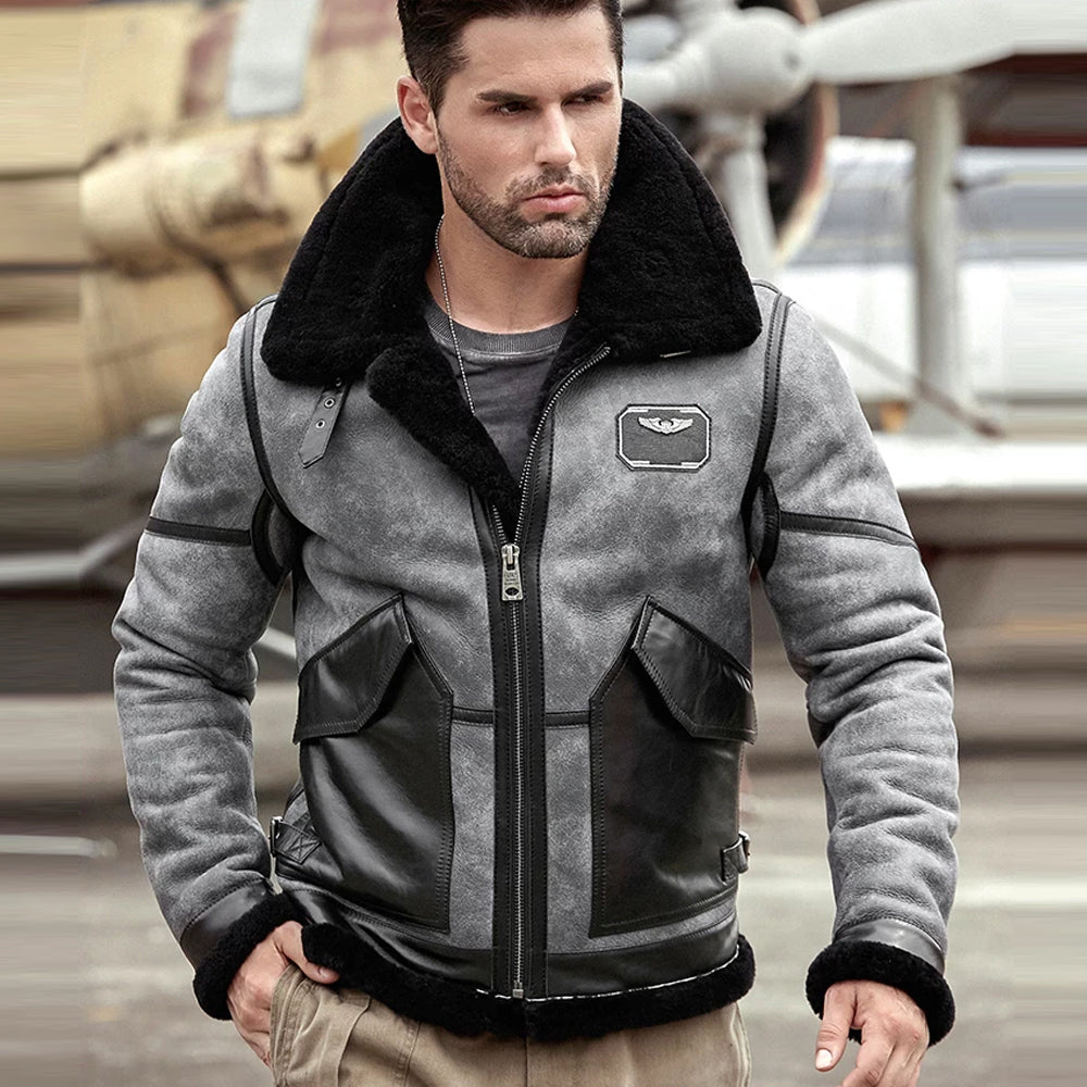Men’s Sheepskin RAF Airforce Pilot Shearling Aviator Jacket - The Ultimate Flight Icon | Full Grain Apparel