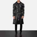 Men’s Shiny Black Belted Lambskin Leather Duster Coat | Full Grain Apparel