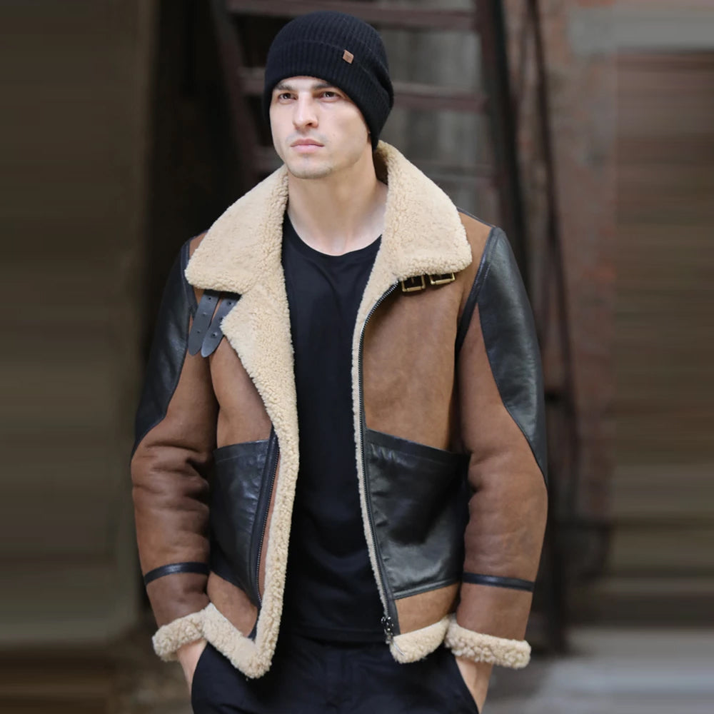 Men’s Two-Tone B-3 RAF Flying Aviator Sheepskin Jacket - The Vintage Contrast | Full Grain Apparel