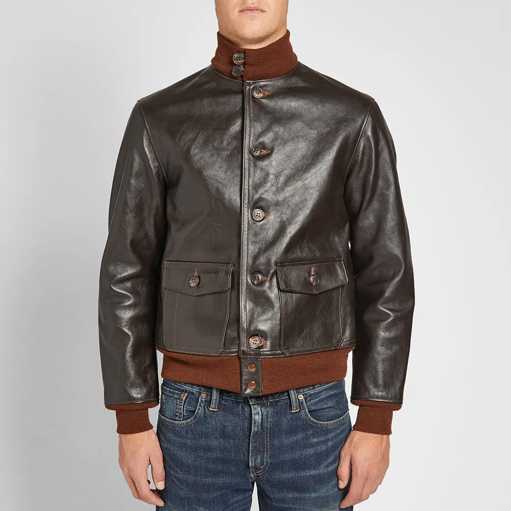Men’s "Heritage Aviator" A-1 Flight Jacket | Vintage Brown Premium Lambskin | Full Grain Apparel