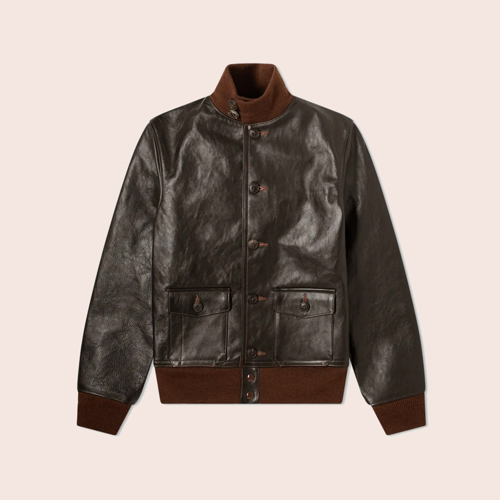 Men’s "Heritage Aviator" A-1 Flight Jacket | Vintage Brown Premium Lambskin | Full Grain Apparel