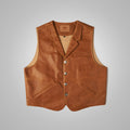 Men’s "Dust Bowl" Vintage Vest | Premium Brown Sheepskin | Distressed Cowboy Leather Waistcoat | Full Grain Apparel