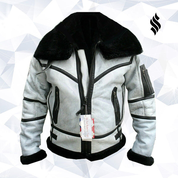 Men’s RAF B3 Flying Bomber Jacket | Black & White Rugged Command | Full Grain Apparel