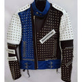 Unisex Multi-Color Full Studded Biker Jacket | Adjustable Belted Strap | Full Grain Apparel
