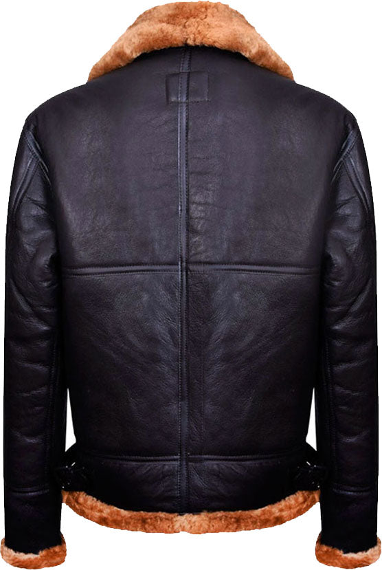 Men’s Aviator Bomber Leather Jacket with Fur | Rugged Flight Command | Full Grain Apparel