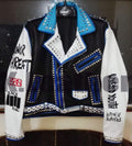 Men’s Multicolor Studded Punk Leather Jacket | Full Grain Apparel