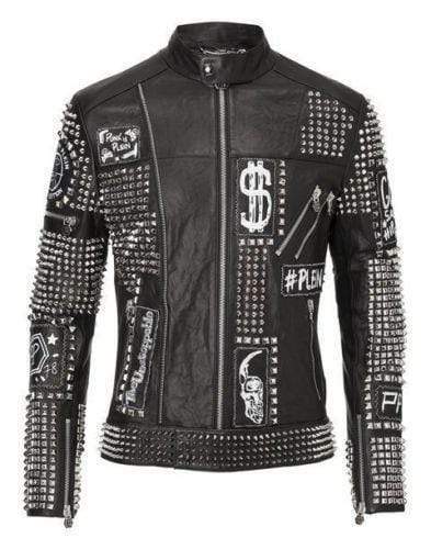 Men’s Black Studded Punk Leather Jacket | Full Grain Apparel