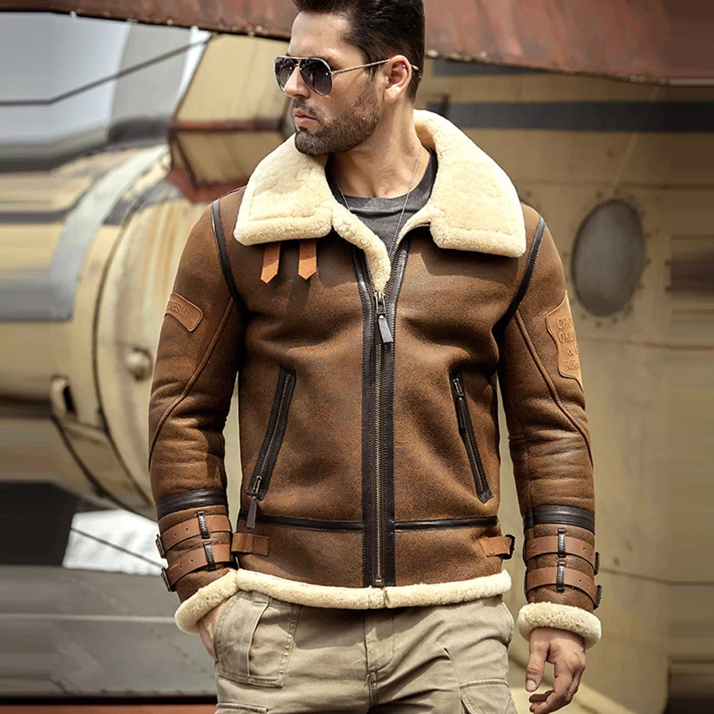 Men’s New B-3 Air Force Sheepskin Shearling Leather Jacket - The Command Edition | Full Grain Apparel
