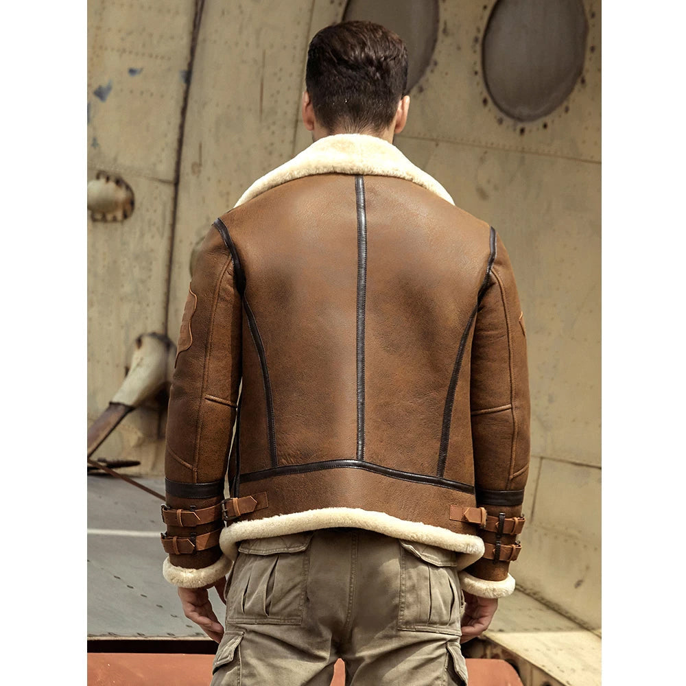 Chaqueta de cuero de oveja B-3 Air Force para hombre – Edición The Command | Full Grain Apparel