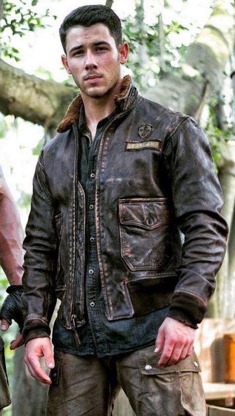 Men’s Alex Jumanji Nick Jonas Leather Jacket | Rugged Jungle Heritage | Full Grain Apparel