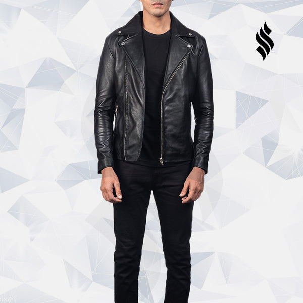 Men’s Noah Black Leather Biker Jacket | Rugged Minimalism | Full Grain Apparel