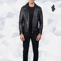 Men’s Noah Black Leather Biker Jacket | Rugged Minimalism | Full Grain Apparel