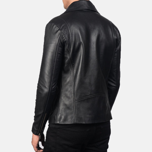 Men’s Noah Black Leather Biker Jacket | Rugged Minimalism | Full Grain Apparel