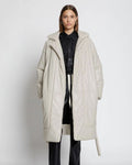 Off-White Faux Leather Puffer Trench Coat | Full Grain Apparel