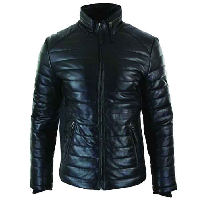 Men’s Genuine Quilted Real Leather Puffer Jacket | Rugged Stealth Performance | Full Grain Apparel
