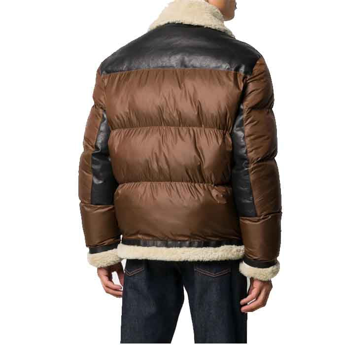 Men’s Front Full Zipped Puffer Leather Jacket | Winter Outerwear | Full Grain Apparel