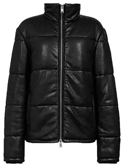 Men’s Black Leather Puffer Jacket | Full Grain Apparel