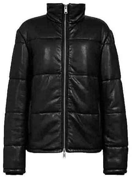 Men’s Black Leather Puffer Jacket | Full Grain Apparel