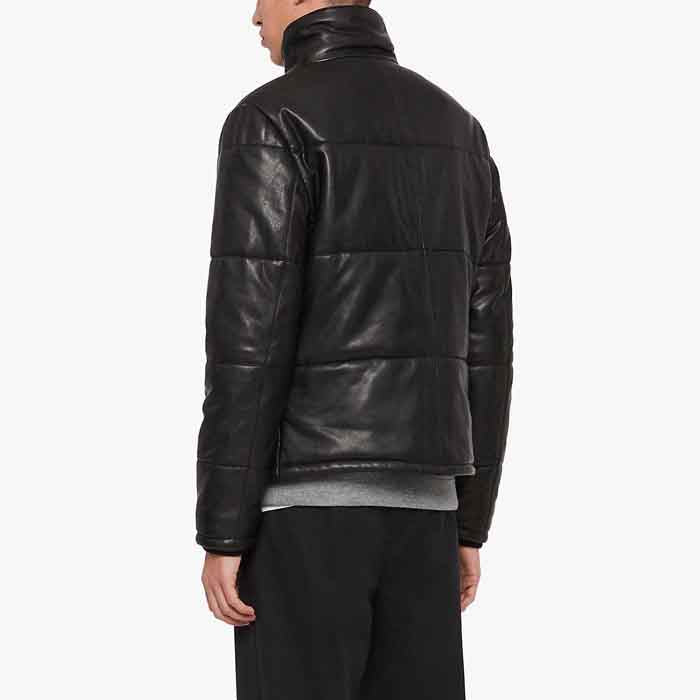 Men’s Black Leather Puffer Jacket | Full Grain Apparel