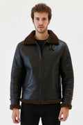 Men’s Aviator Tobacco Brown Shearling Jacket | Full Grain Apparel