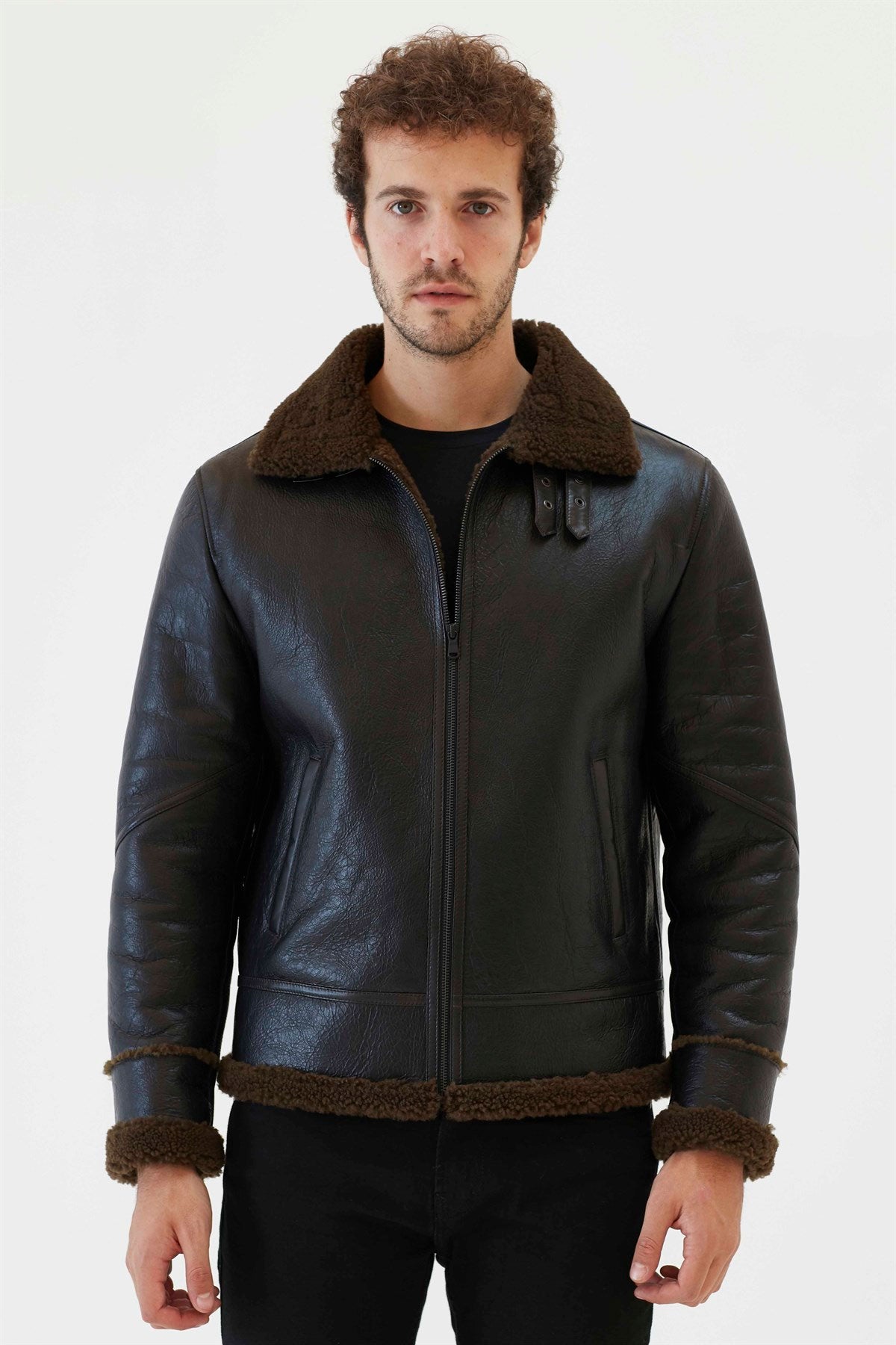 Men’s Aviator Tobacco Brown Shearling Jacket | Full Grain Apparel