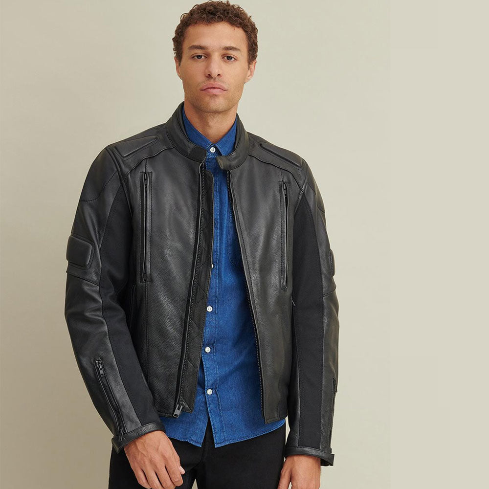 Men’s Padded Leather Riding Jacket | Armor-Ready Performance | Full Grain Apparel