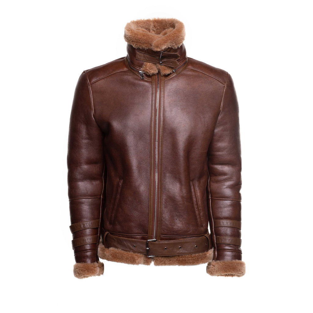 Men's Phan’s Brown Aviator Shearling Jacket | Spanish Merino | Full Grain Apparel