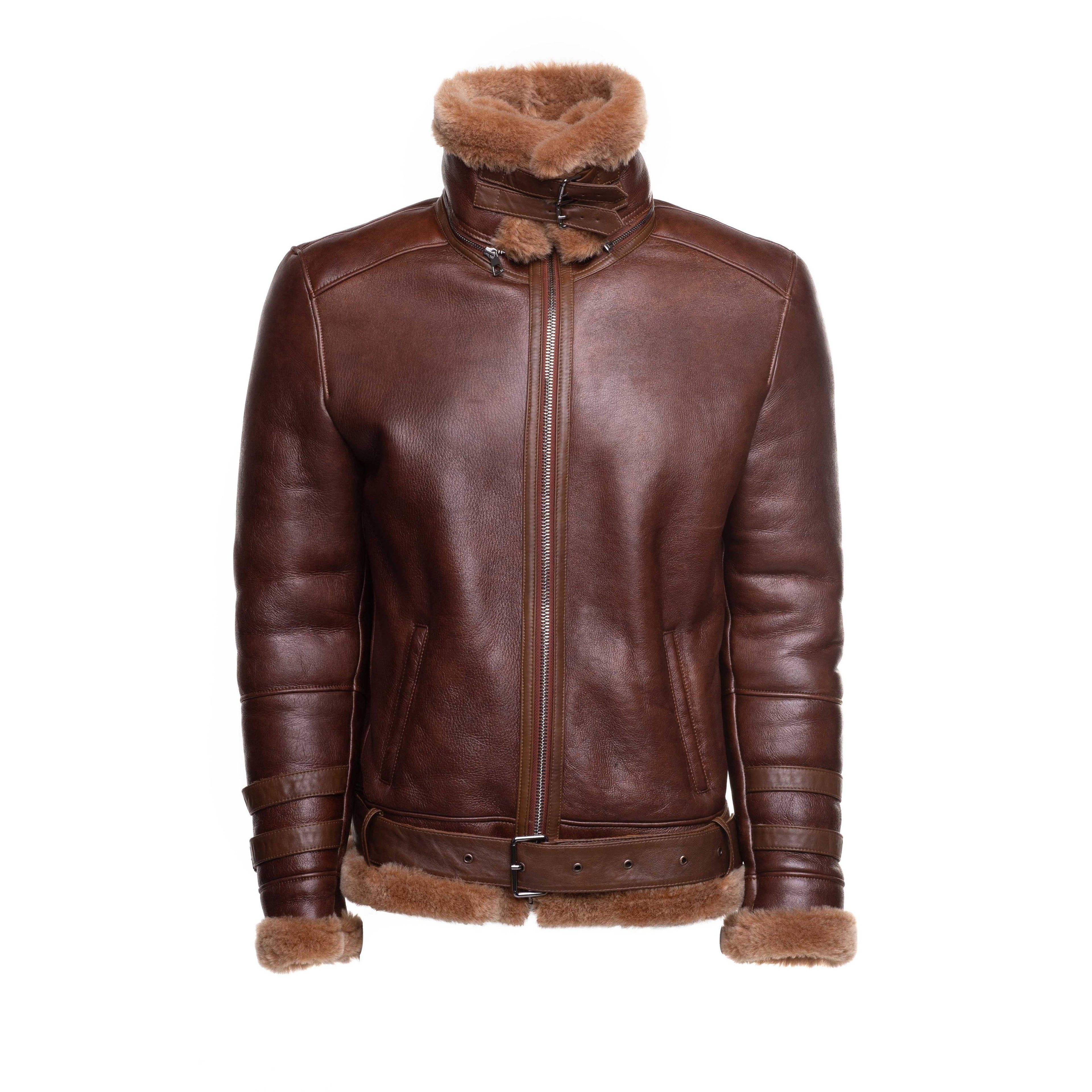 Men's Phan’s Brown Aviator Shearling Jacket | Spanish Merino | Full Grain Apparel