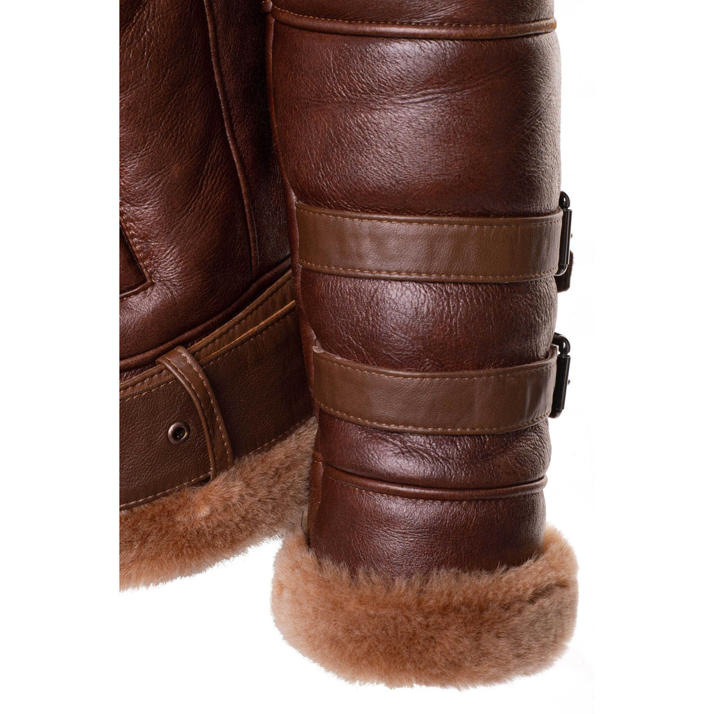 Men's Phan’s Brown Aviator Shearling Jacket | Spanish Merino | Full Grain Apparel