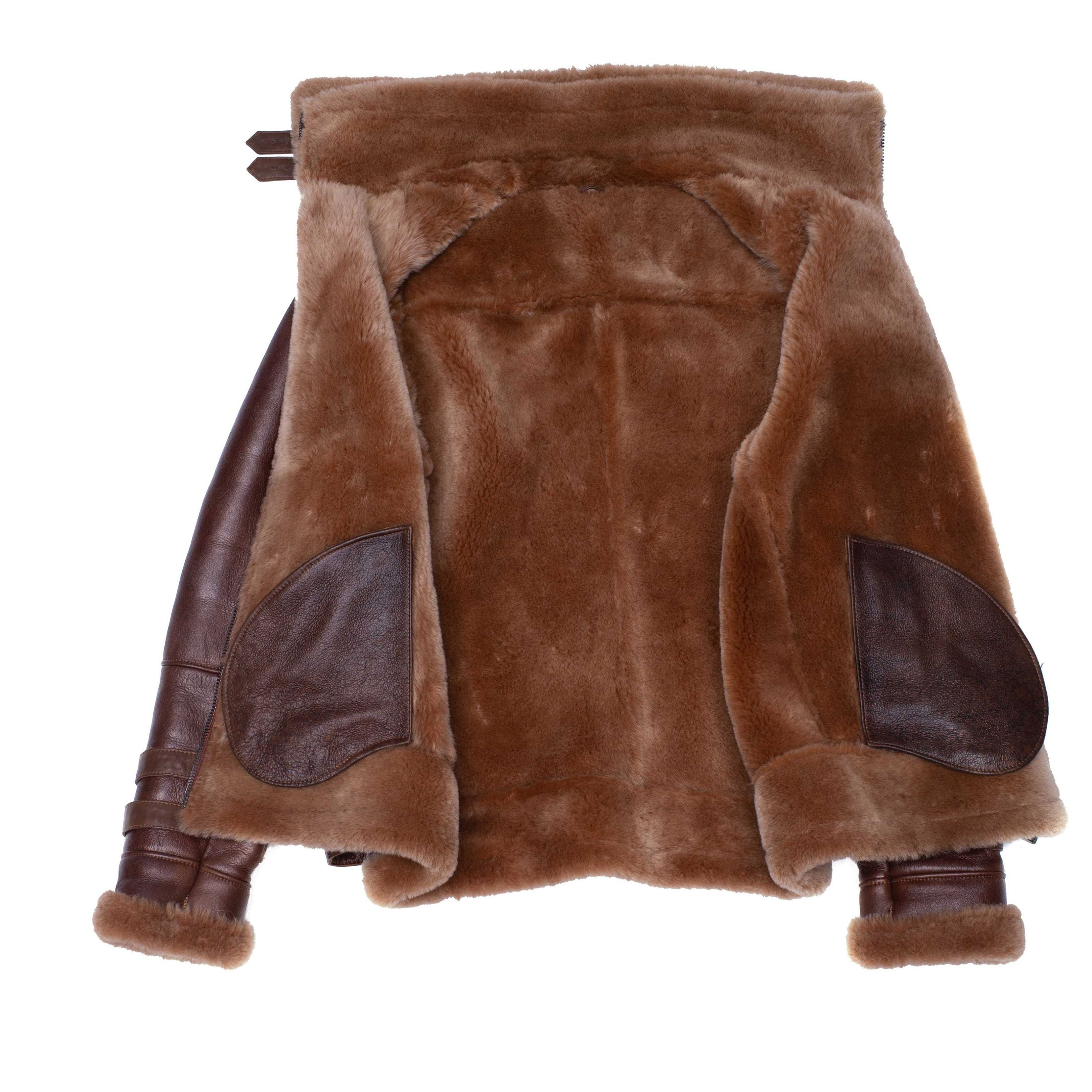 Men's Phan’s Brown Aviator Shearling Jacket | Spanish Merino | Full Grain Apparel