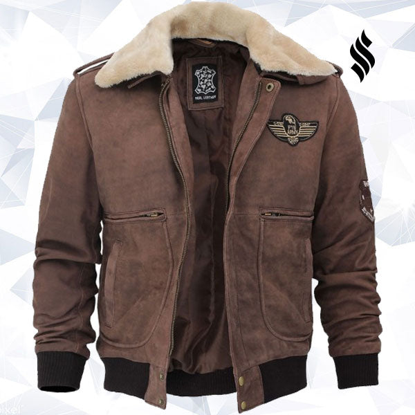 The "Pierson" G-1 Bomber | Heritage Brown Leather & Shearling Collar | Full Grain Apparel
