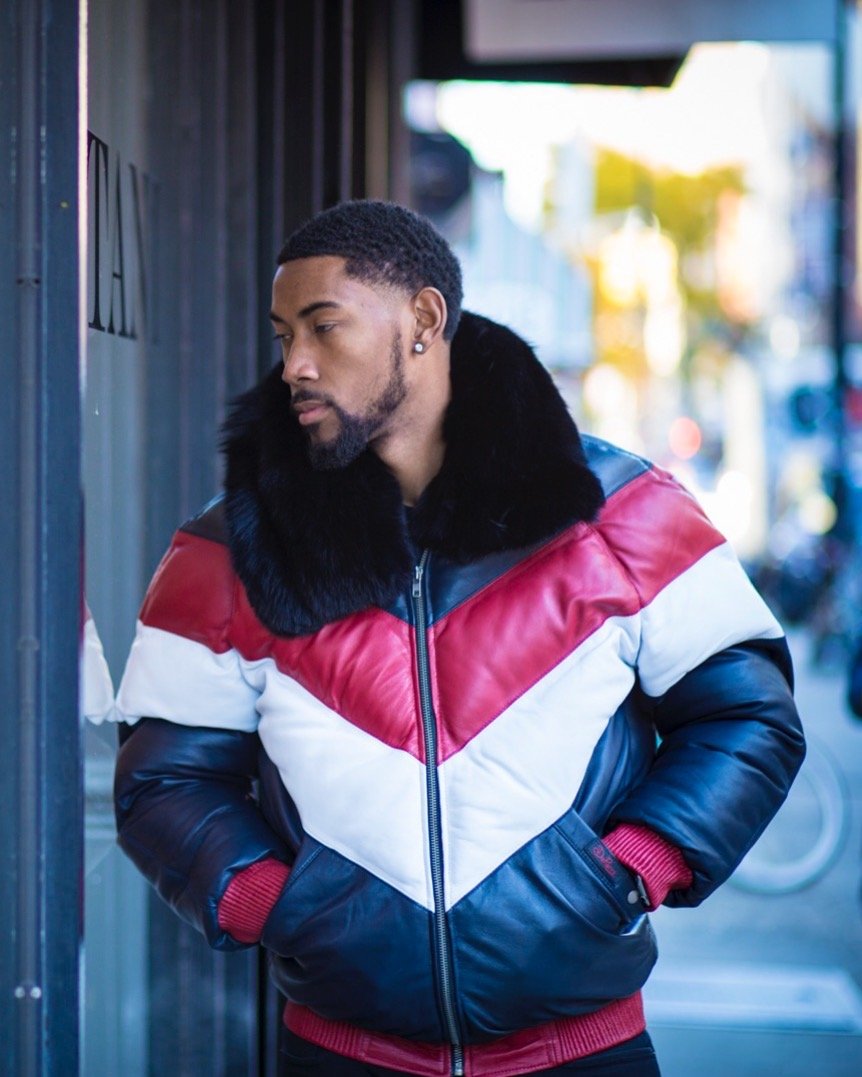 Red, White & Blue Leather V-Bomber | Full Grain Apparel