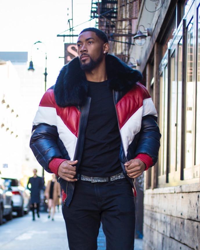 Red, White & Blue Leather V-Bomber | Full Grain Apparel