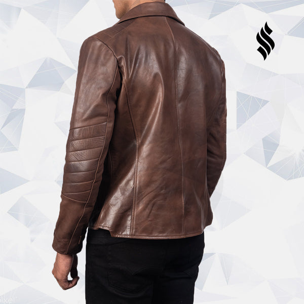 Men’s Raiden Brown Leather Biker Jacket | Rugged Heritage | Full Grain Apparel